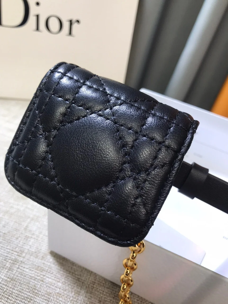 Dior Caro 15MM Belt with Removable Pouch in Black Calfskin product view 9