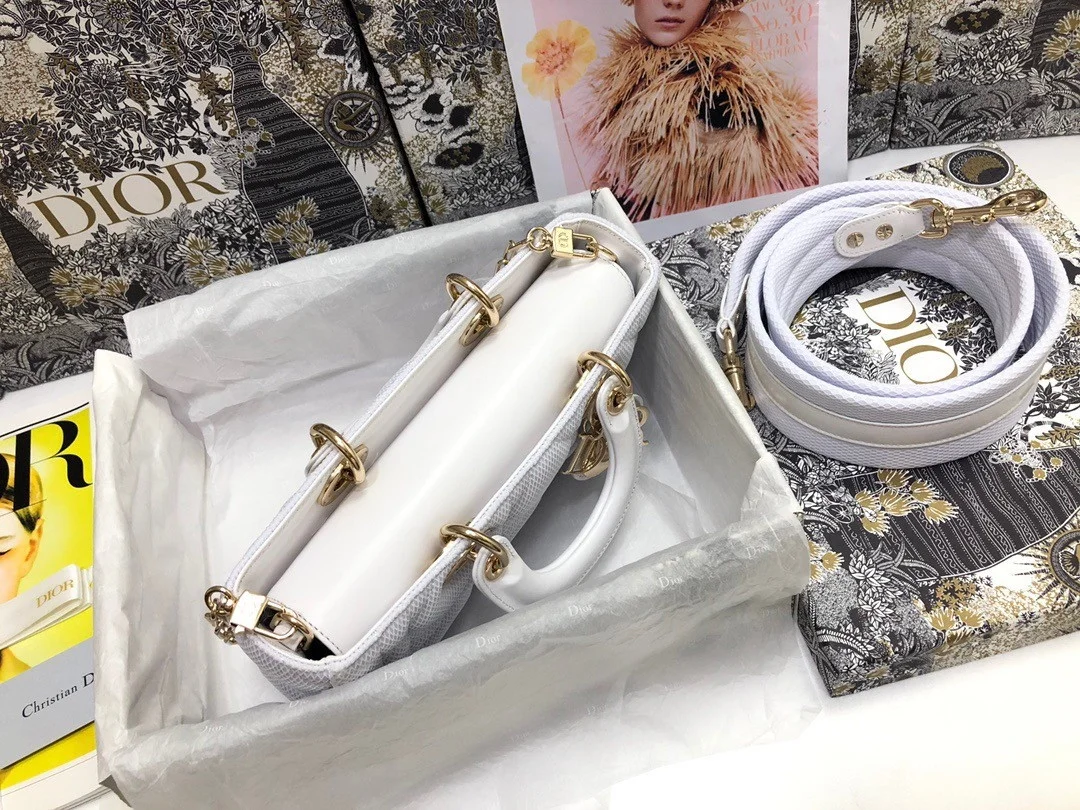 Dior Lady D-Joy Medium Bag In White Macrocannage Technical Fabric product view 8