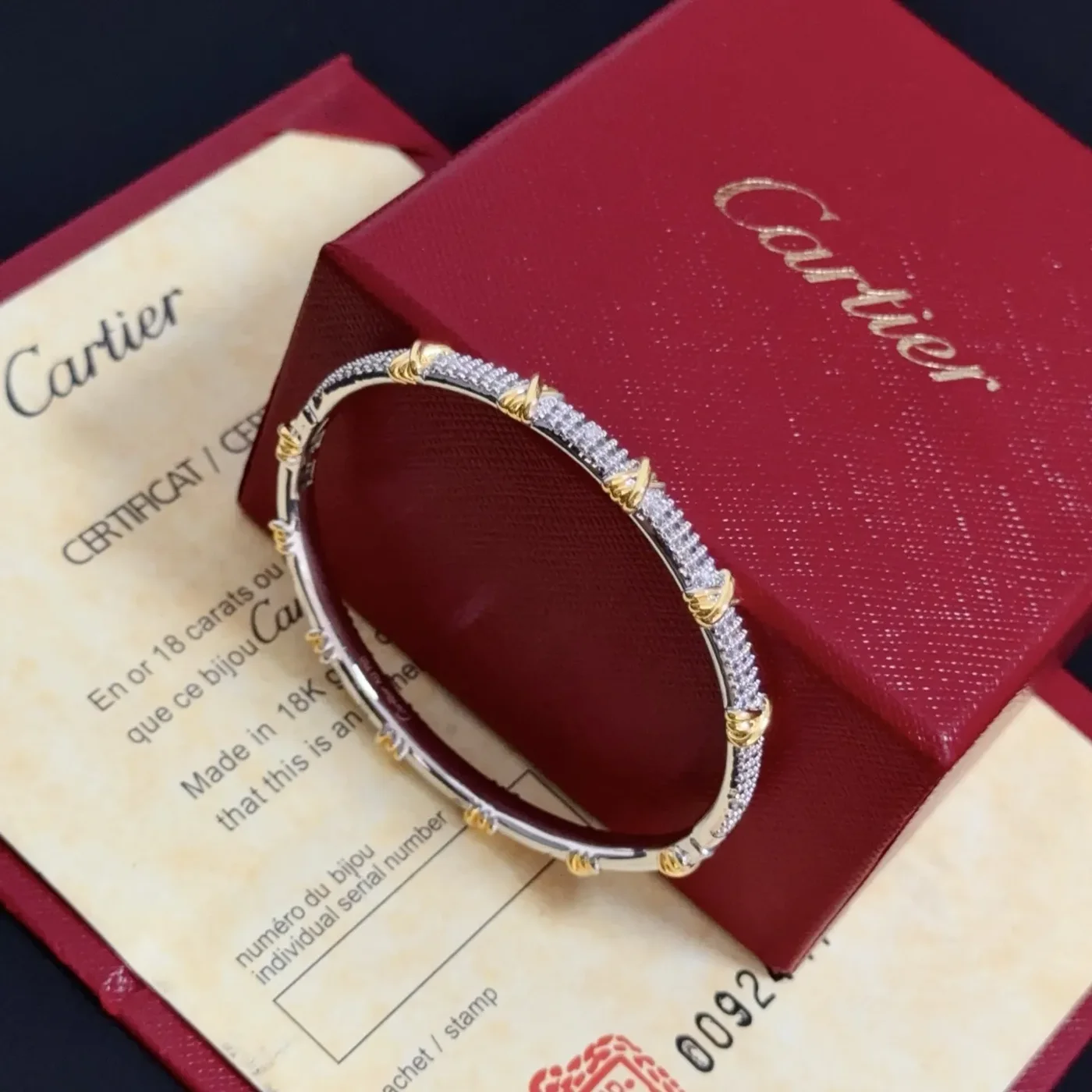 Cartier Two-Tone Beaded Bangle Bracelet product view 8
