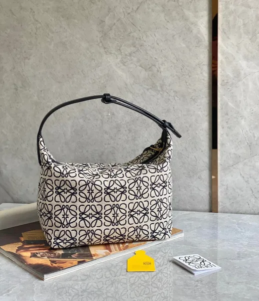 Loewe Cubi Medium Bag in White Anagram Jacquard product view 7
