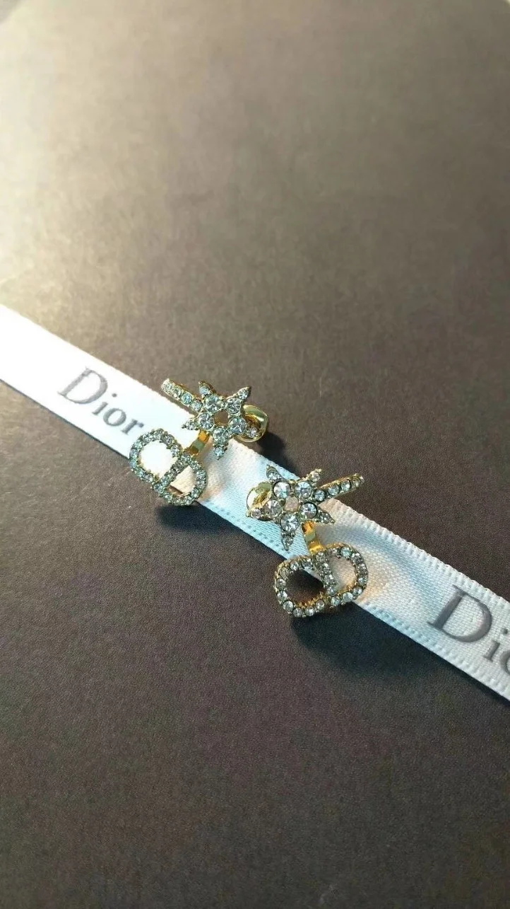 Dior Clair D Lune Earrings In Gold-Finish Metal and White Crystals product view 4
