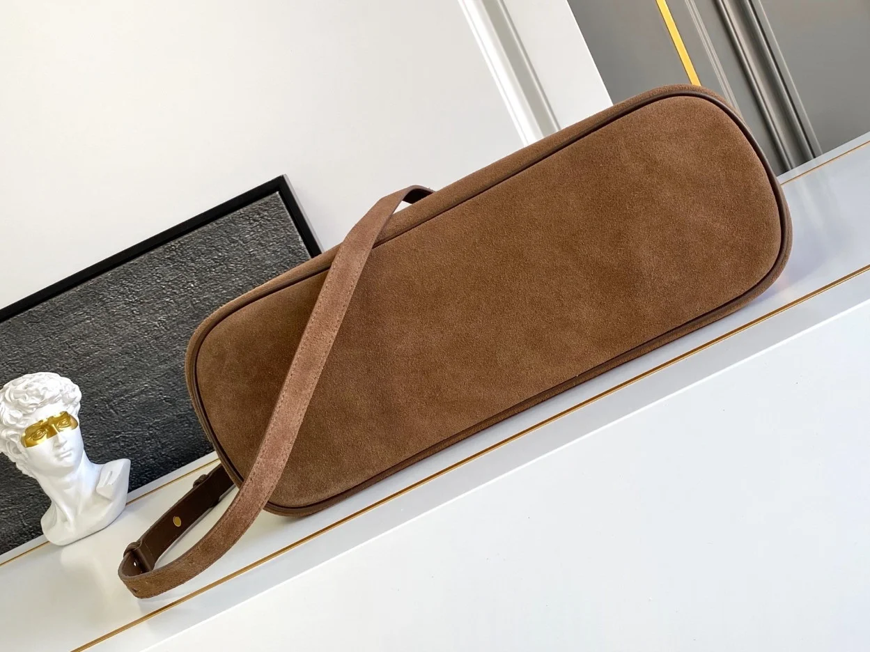 Prada Buckle Large Handbag with Belt in Cocoa Suede Calfskin product view 3