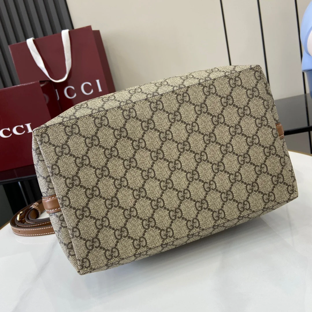 Gucci Gg Emblem Medium Bucket Bag — Beige and Brown product view 4