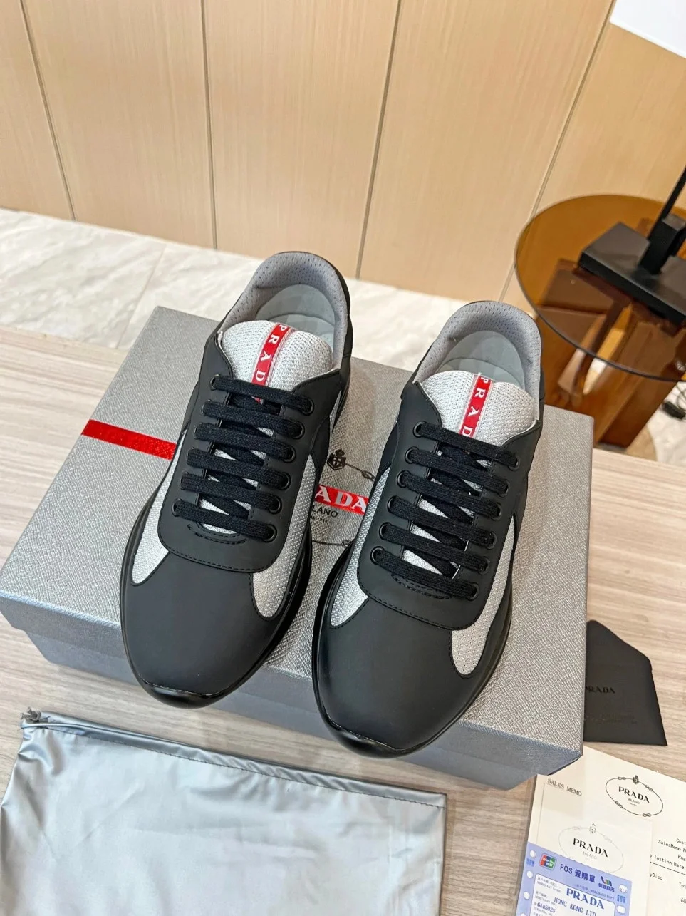 Prada America’s Cup Sneakers in Black Rubber and Bike Fabric product view 6
