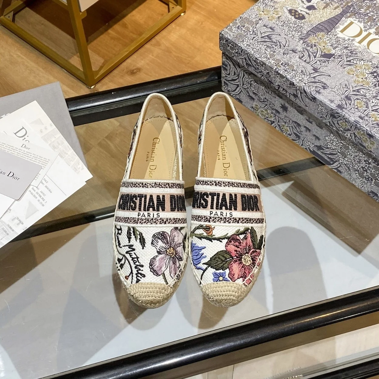 Dior Granville Espadrilles In Rosa Mutabilis Embroidered Cotton product view 5