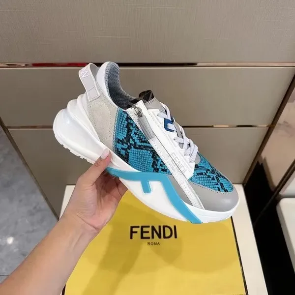 Fendi Flow Low-Top Sneakers in Blue/White product view 4