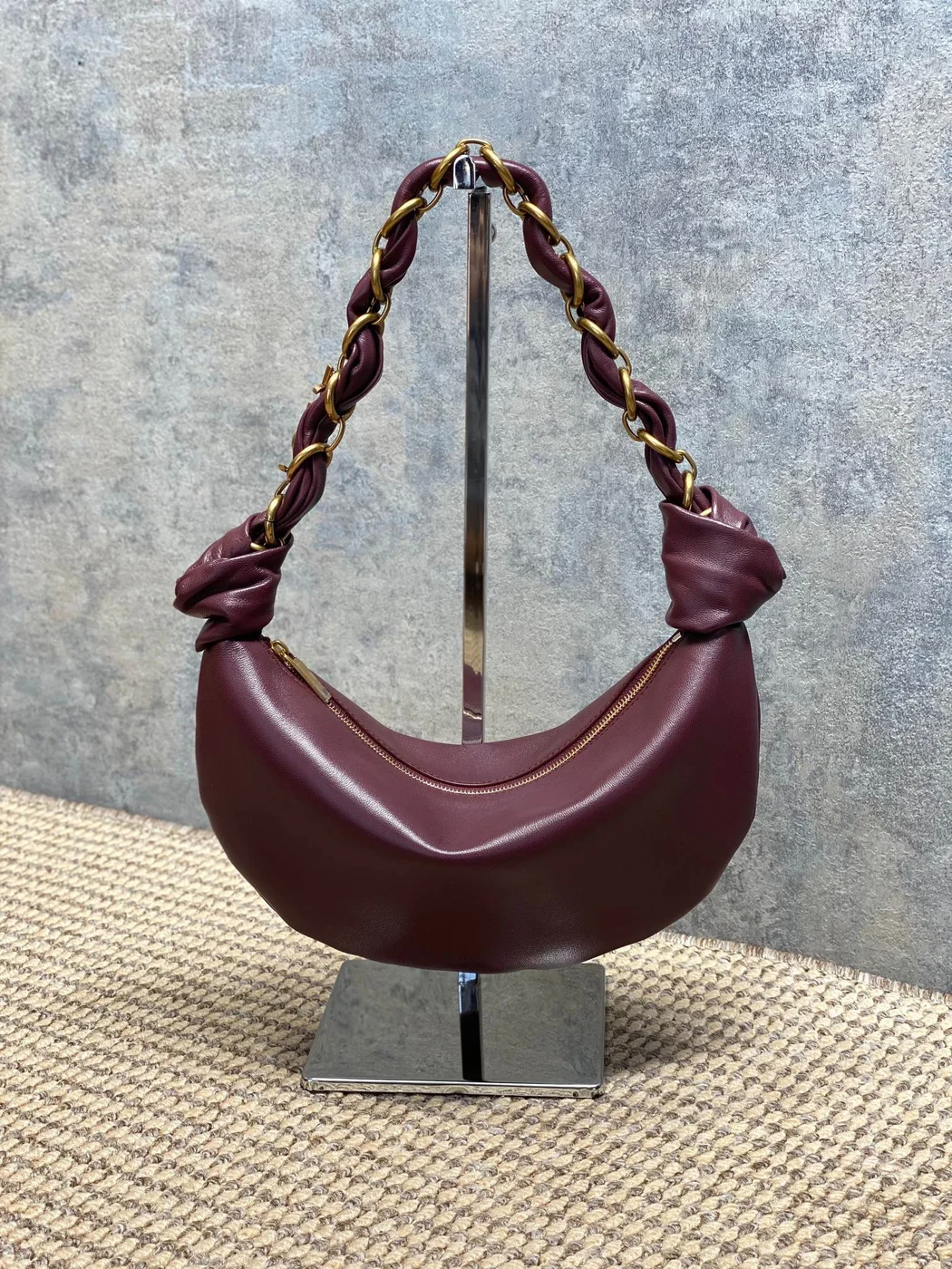 Saint Laurent Amalia Mini Hobo Bag — Burgundy product view 1