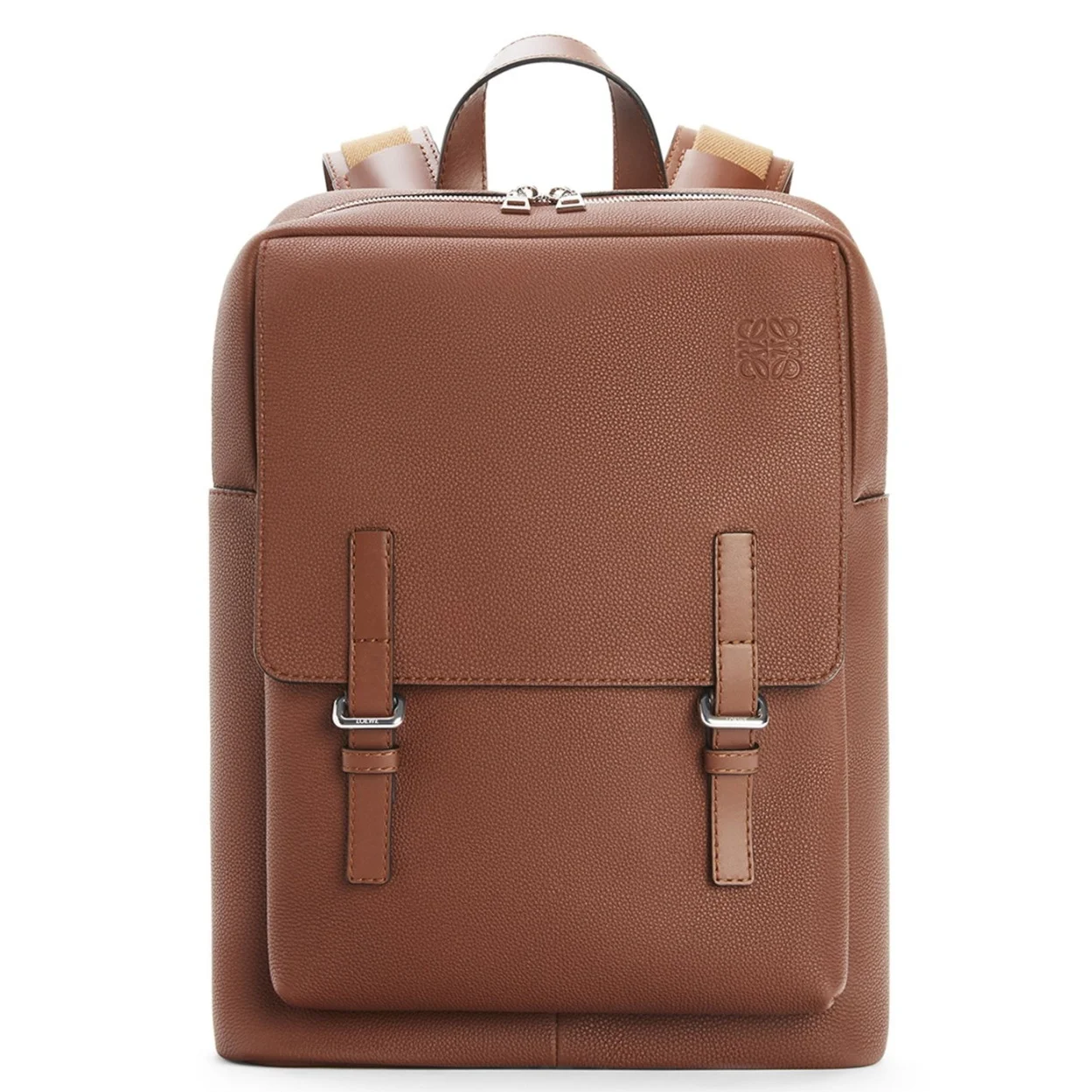 Loewe Military Backpack in Brown Grained Leather product view 1