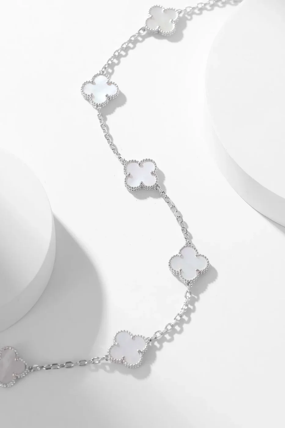Van Cleef & Arpels Alhambra White Ten-Motif Silver-Tone Necklace product view 5