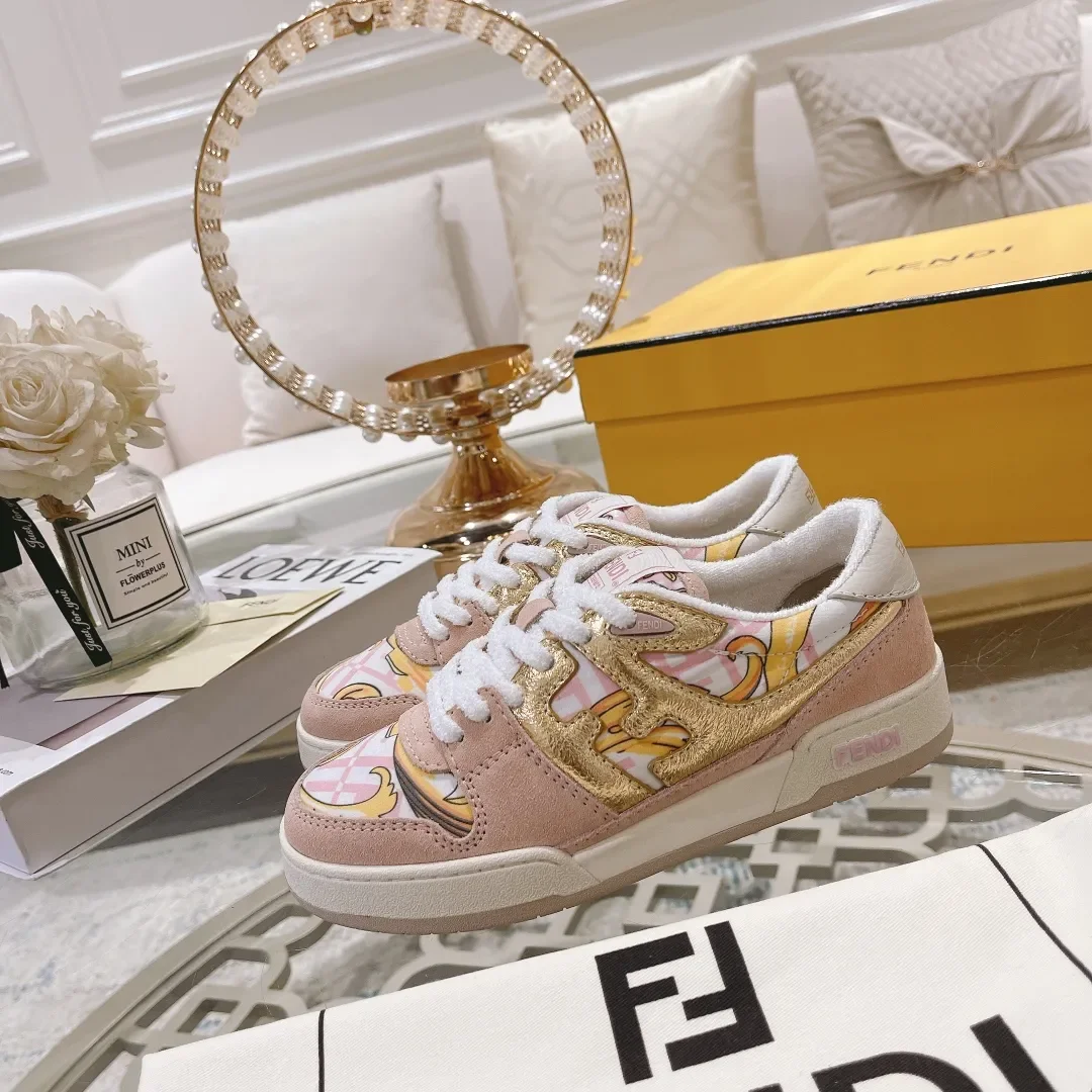 Fendi Match Pink Leather Sneakers product view 1