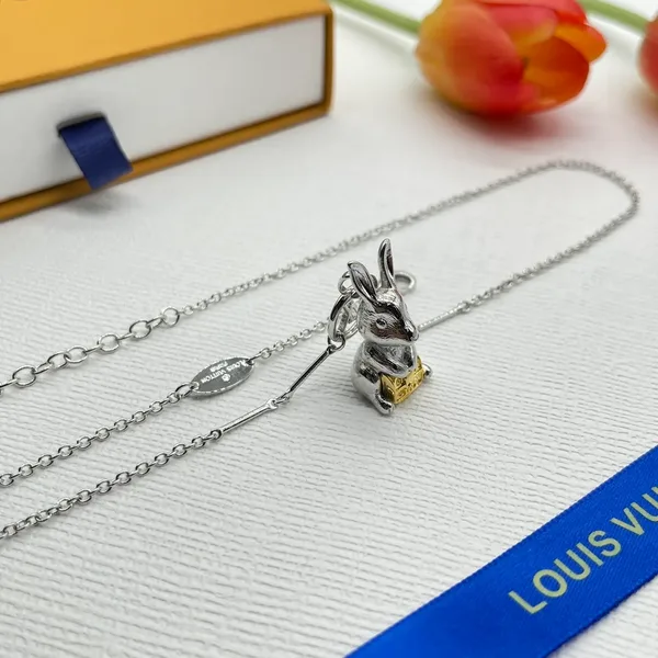 Louis Vuitton Sculptural Rabbit Pendant Necklace Silver-Tone product photo