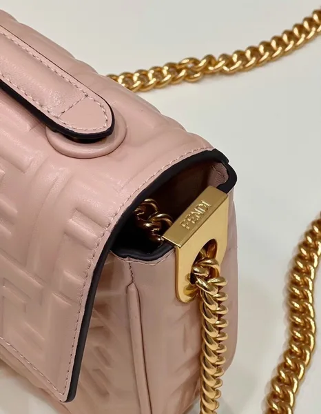 Fendi Baguette Chain Midi Bag In Powder Nappa Leather product view 5