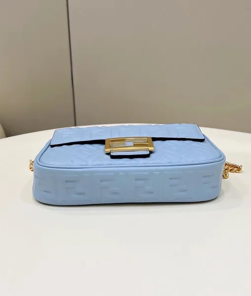 Fendi Baguette Chain Midi Bag In Blue Nappa Leather product view 4