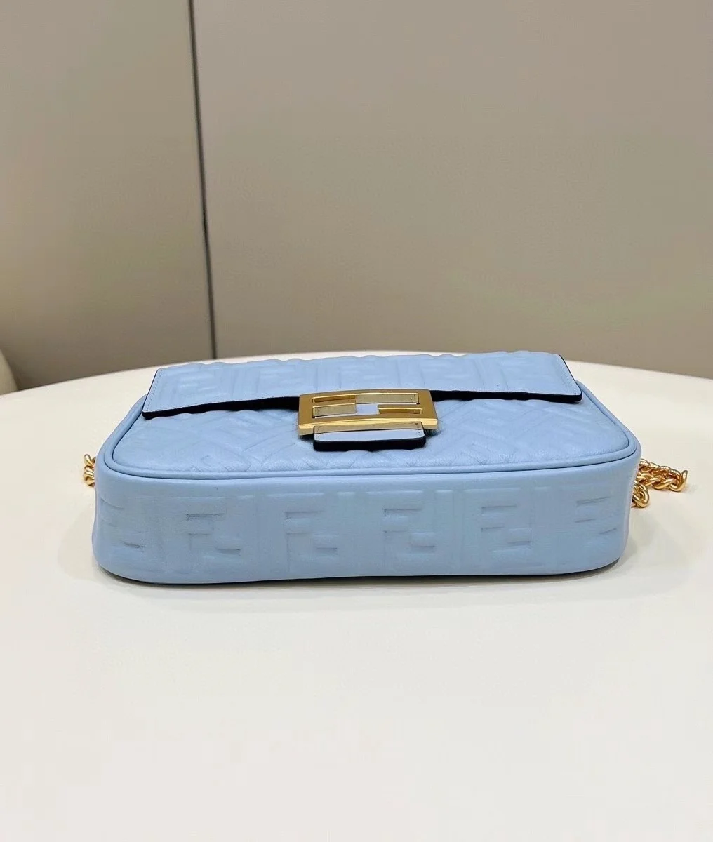 Fendi Baguette Chain Midi Bag In Blue Nappa Leather product view 4