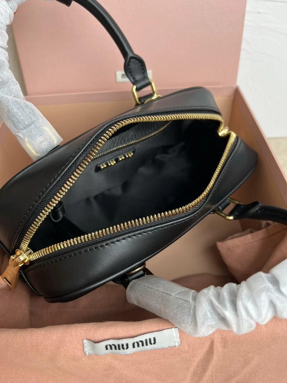 Miu Miu Arcadie Medium Bag in Black Leather product view 6
