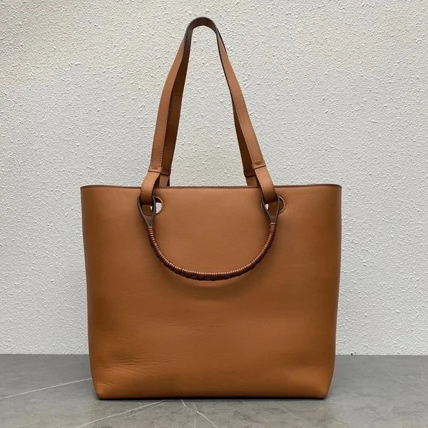Loewe Anagram Medium Tote Bag In Brown Calfskin product view 4