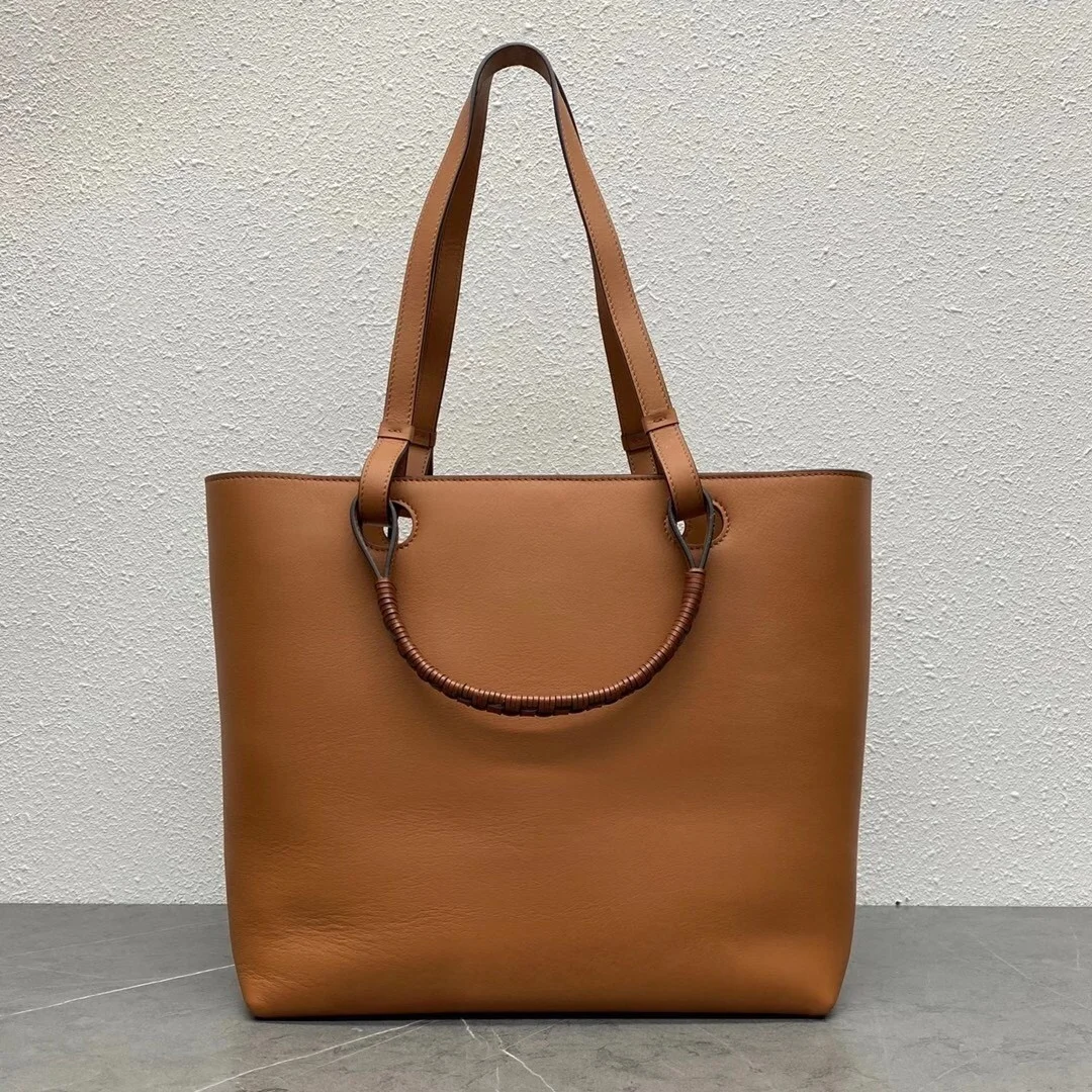 Loewe Anagram Medium Tote Bag In Brown Calfskin product view 4