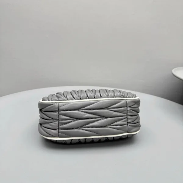 Miu Miu Wander Hobo Bag in Grey Matelasse Nappa Leather product view 2