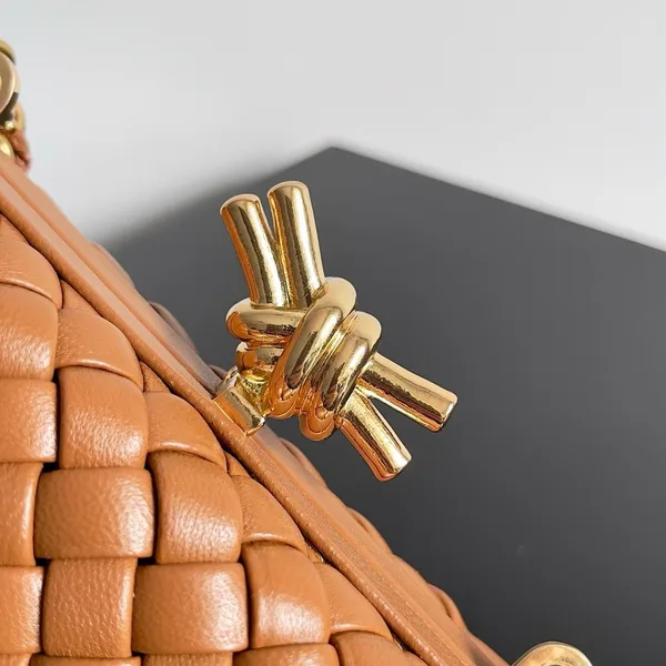 Bottega Veneta Knot Clutch with Chain in Brown Intrecciato Lambskin product view 8
