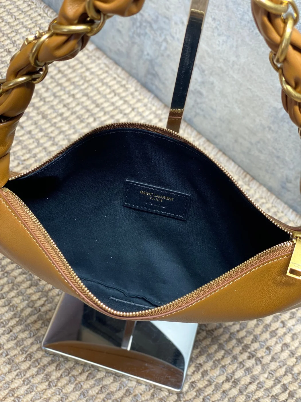 Saint Laurent Amalia Mini Hobo Bag — Tan product view 8