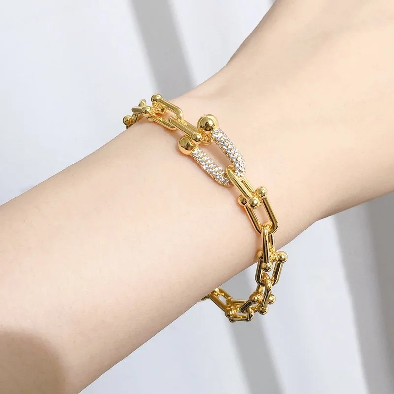 Tiffany & Co. HardWear Pavé-Effect Clasp Link Bracelet Gold-Tone product view 2