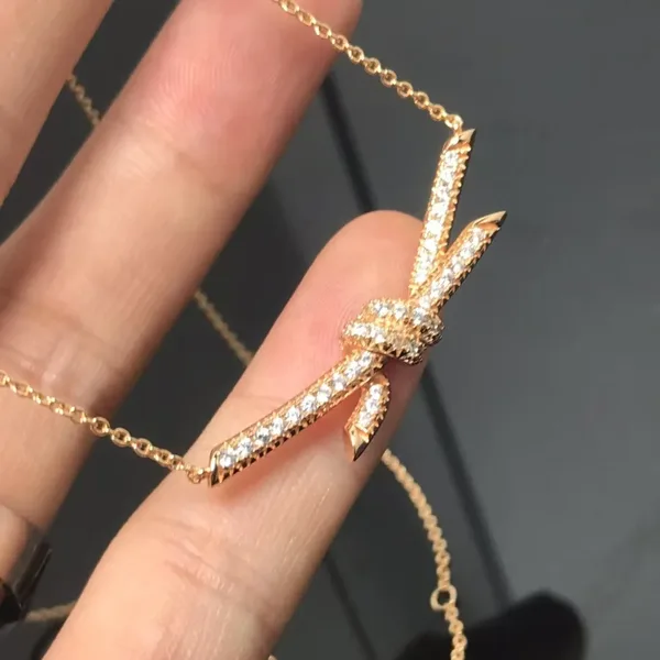 Tiffany & Co. Knot Full Pavé-Effect Pendant Necklace Gold-Tone product photo
