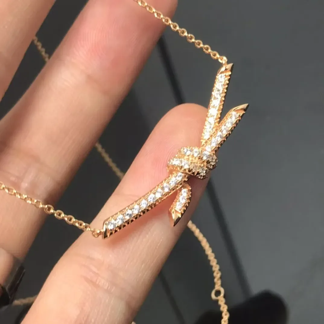 Tiffany & Co. Knot Full Pavé-Effect Pendant Necklace Gold-Tone product view 1