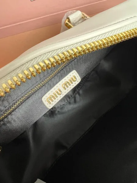 Miu Miu Arcadie Medium Bag in White Matelasse Leather product view 5