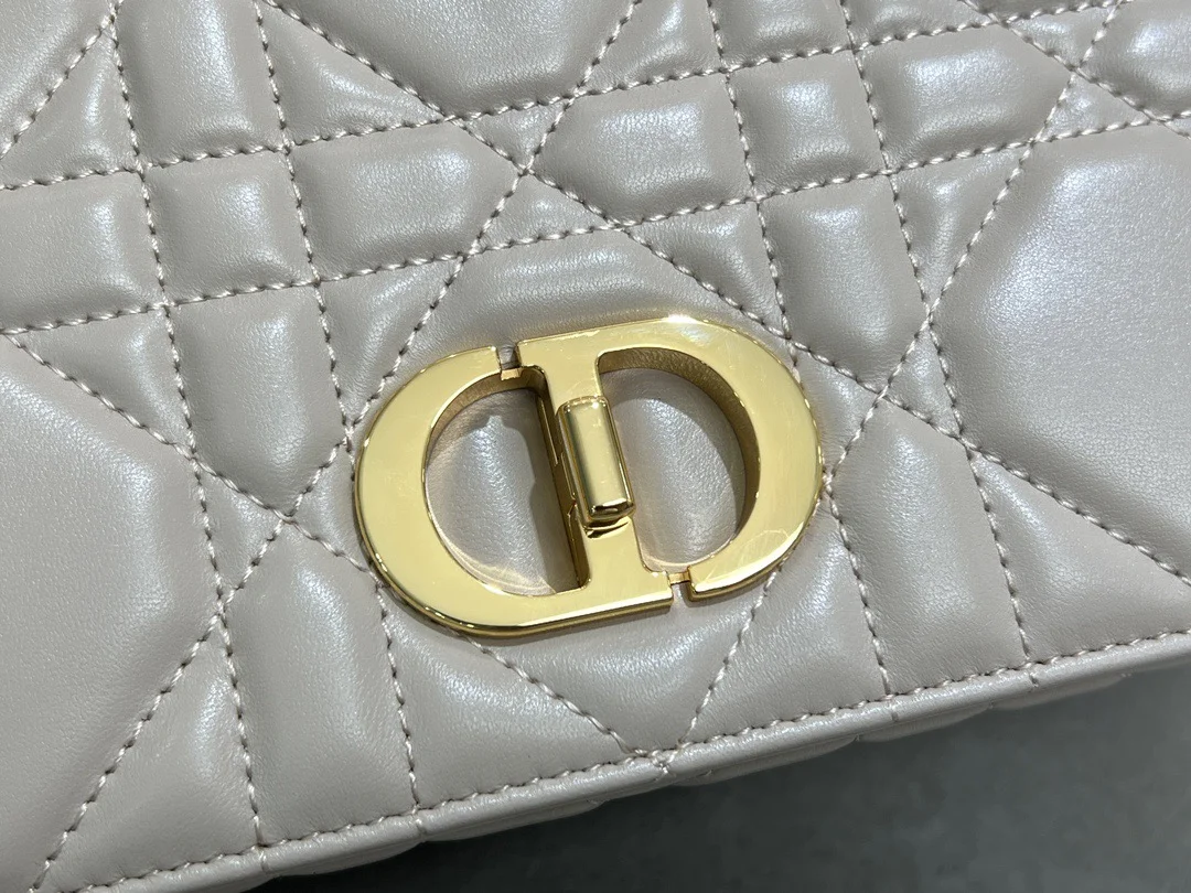Medium Soft Dior Caro Bag — Taupe with Gold-Tone Hardware product view 4