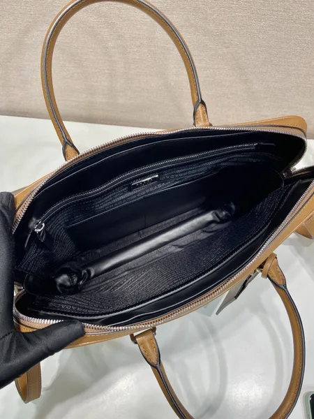 Prada Briefcase in Brown Saffiano Leather product view 5