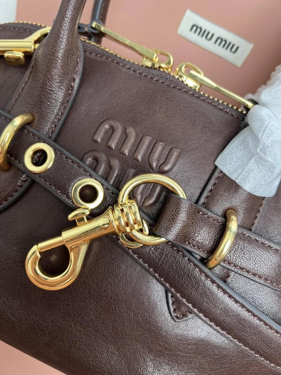Miu Miu Aventure Small Top-handle Bag in Briarwood Nappa Leather product view 10