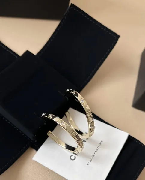 Chanel Large CC Hoop Earrings Gold-Tone product view 3