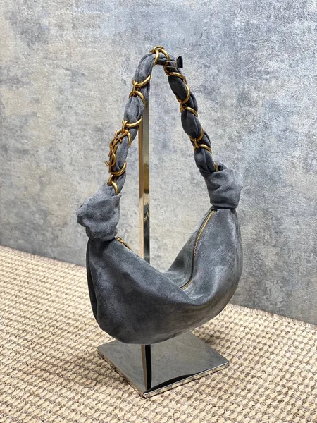 Saint Laurent Amalia Mini Hobo Bag — Grey Suede product view 2