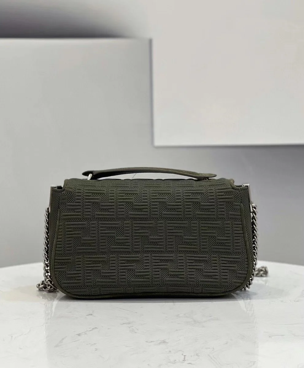 Fendi Baguette Chain Midi Bag In Green FF Fabric product view 4