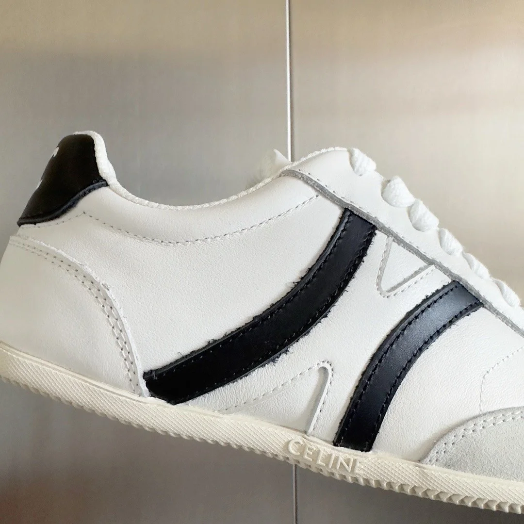 Celine Women’s Jogger Low-top Sneakers in White and Black Leather product view 7