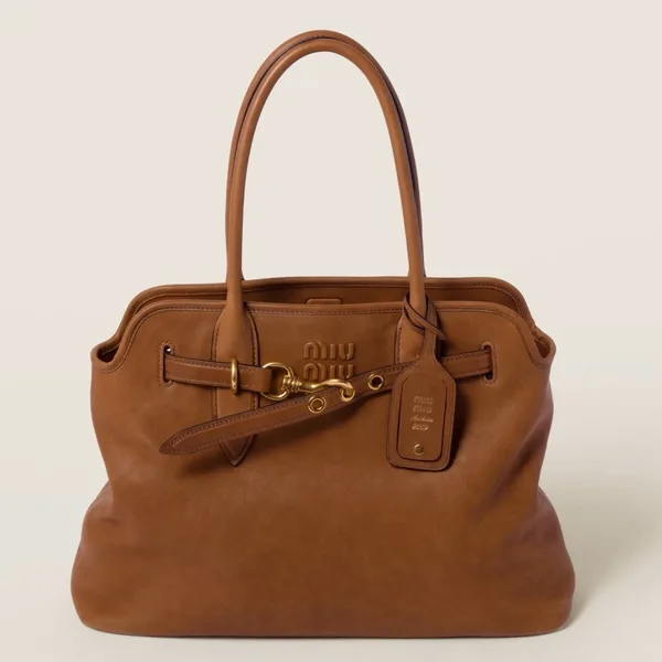 Miu Miu Aventure Large Shopper Bag in Brown Nappa Leather product photo
