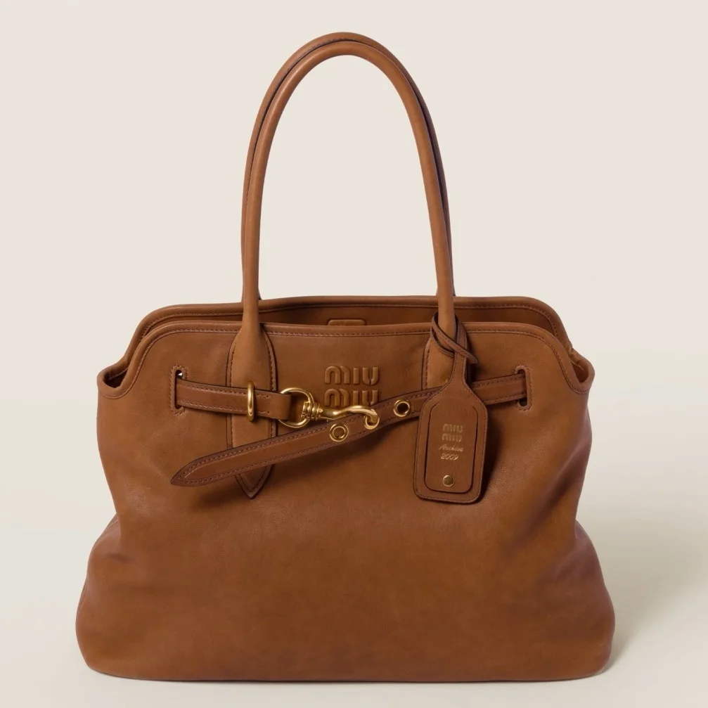 Miu Miu Aventure Large Shopper Bag in Brown Nappa Leather product view 1