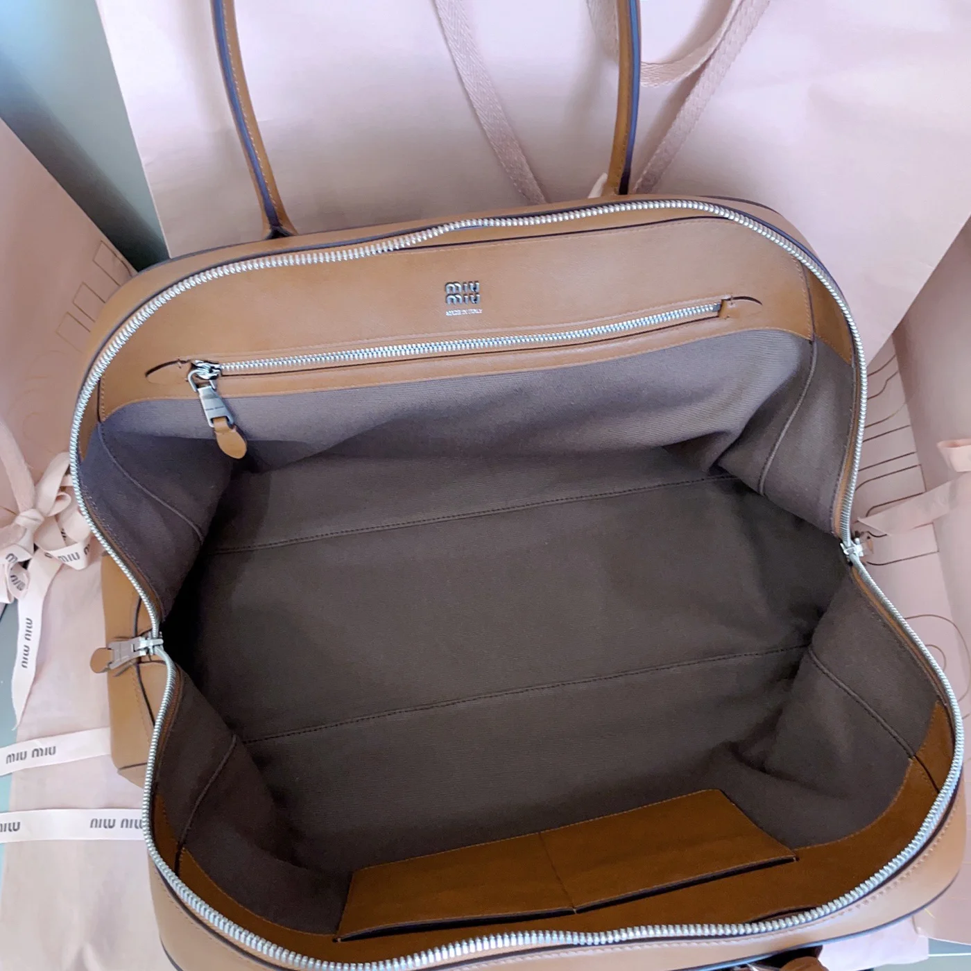 Miu Miu Vivant Leather Bag — Cognac product view 8