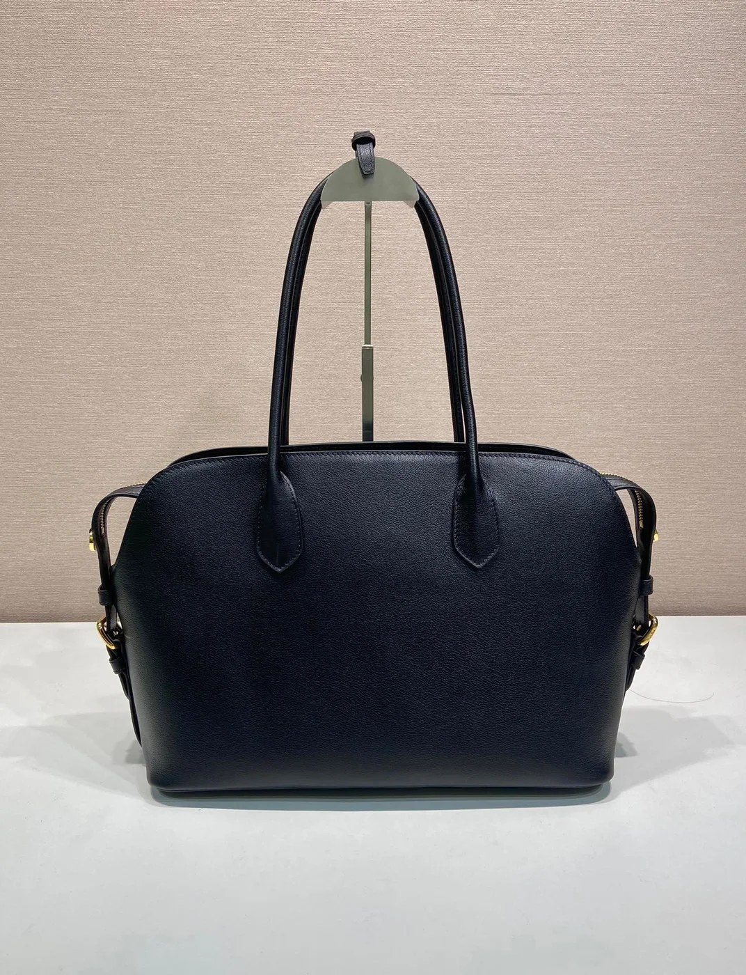 Prada Large Leather Tote Bag — Black product view 4