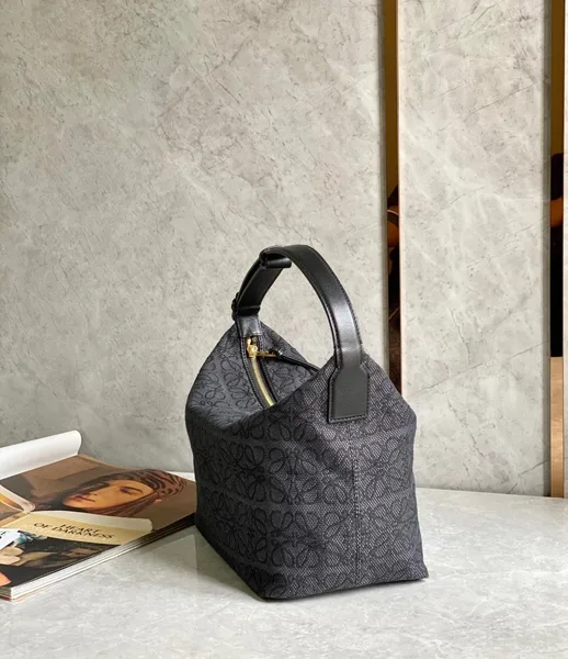 Loewe Cubi Medium Bag in Black Anagram Jacquard product view 4