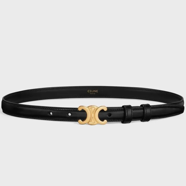 Celine Small Triomphe Belt 18MM in Black Calfskin product photo