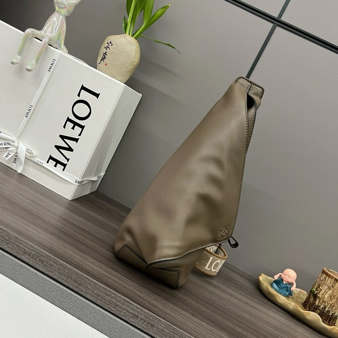 Loewe Anton Sling Bag in Olive Calfskin and Jacquard product view 8