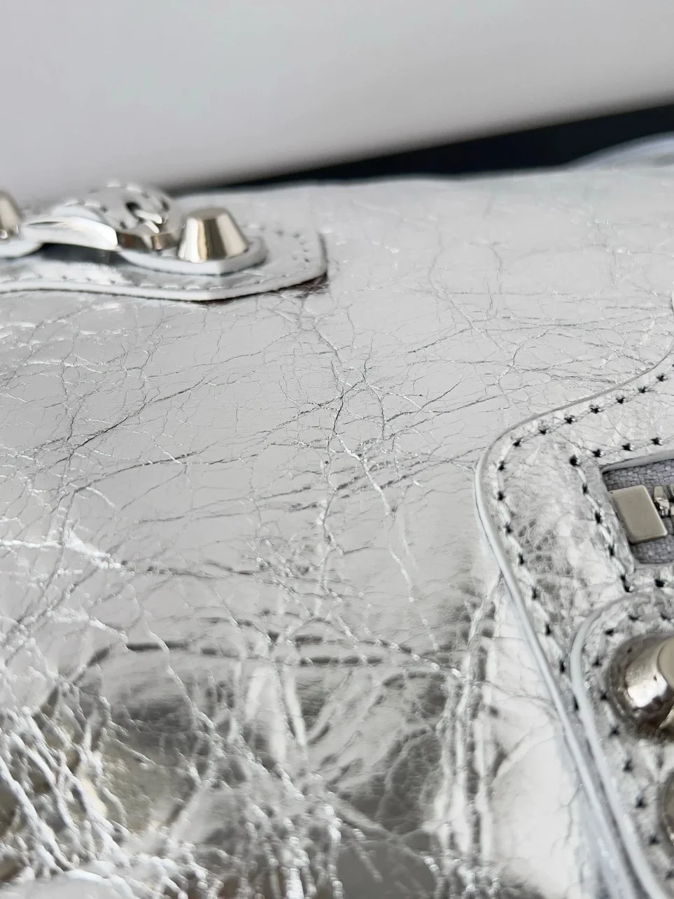 Balenciaga Le City Small Bag in Silver Metallic Lambskin product view 6