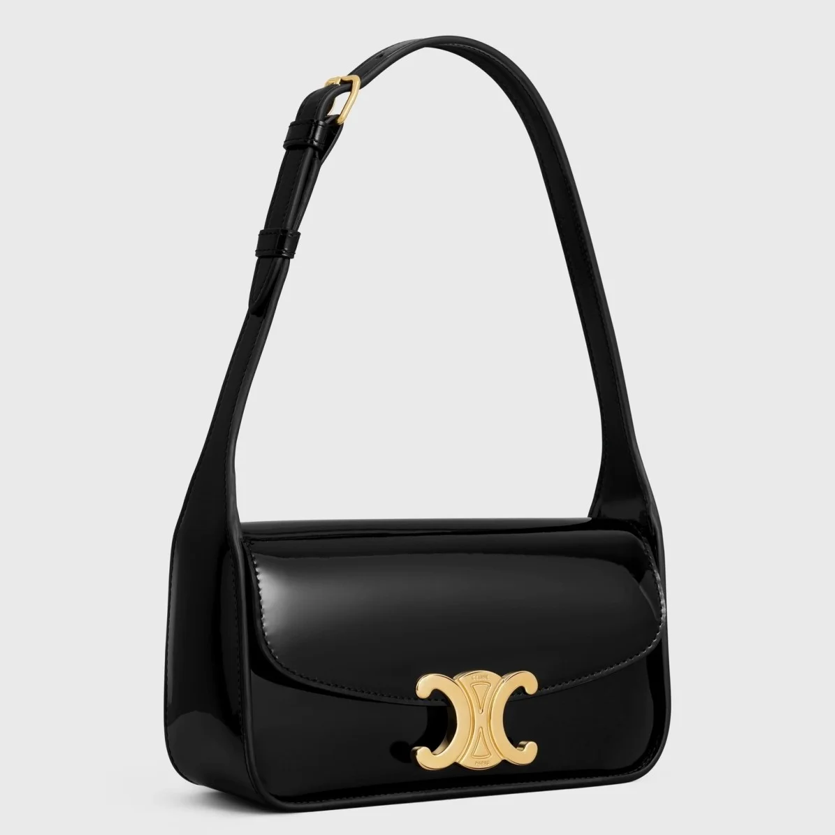 Celine Terence Shoulder Bag in Black Patent Calfskin product view 1