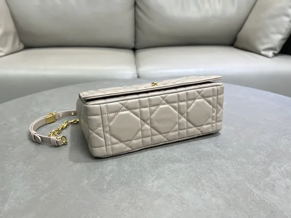 Medium Soft Dior Caro Bag — Taupe with Gold-Tone Hardware product view 2