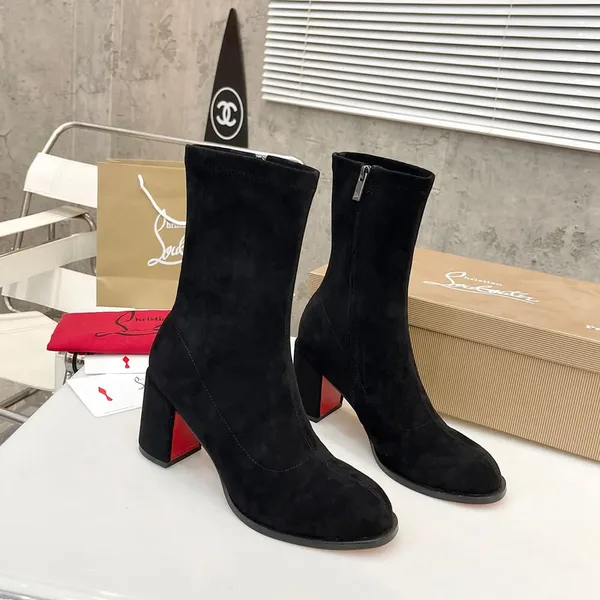 Christian Louboutin Strechadoxa 70 Suede-Effect Ankle Boots Black product view 2