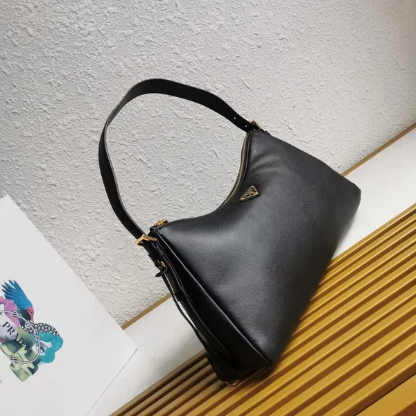 Prada Aimee Large Shoulder Bag in Black Leather product view 7