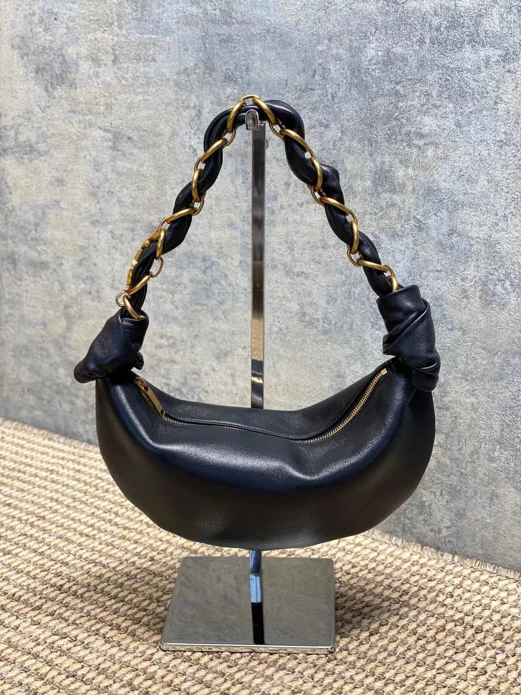 Saint Laurent Amalia Mini Hobo Bag — Black product view 3
