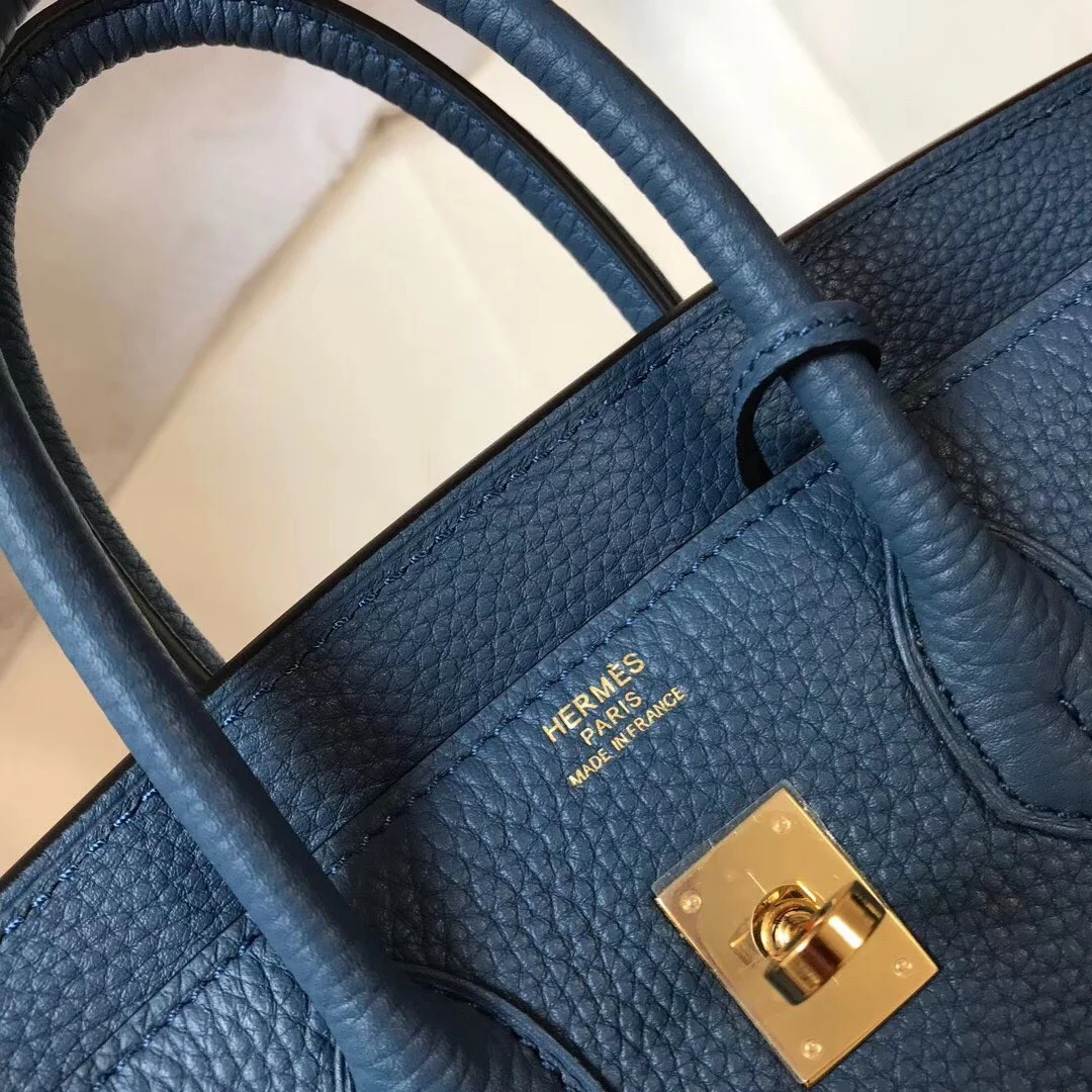 Hermes Birkin 25 Bag In Blue Agate Clemence Leather with GHW product view 6
