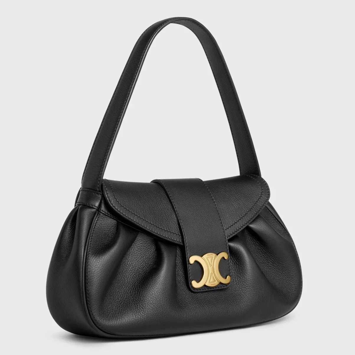 Celine Medium Polly Shoulder Bag in Black Calfskin product view 1